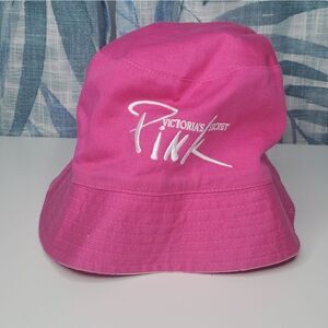 Victoria's Secret PINK Reversible Bucket Hat Pink Polka Dot Hot Pink 2000's OS